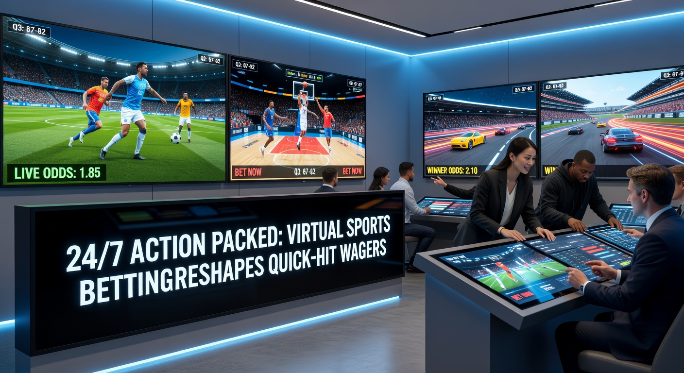 Close-up of a virtual horse race betting interface on a mobile device, displaying live odds and rapid event progression