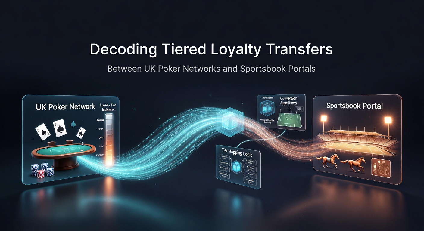 Diagram showing loyalty point flows between poker networks and sportsbook portals on a digital interface