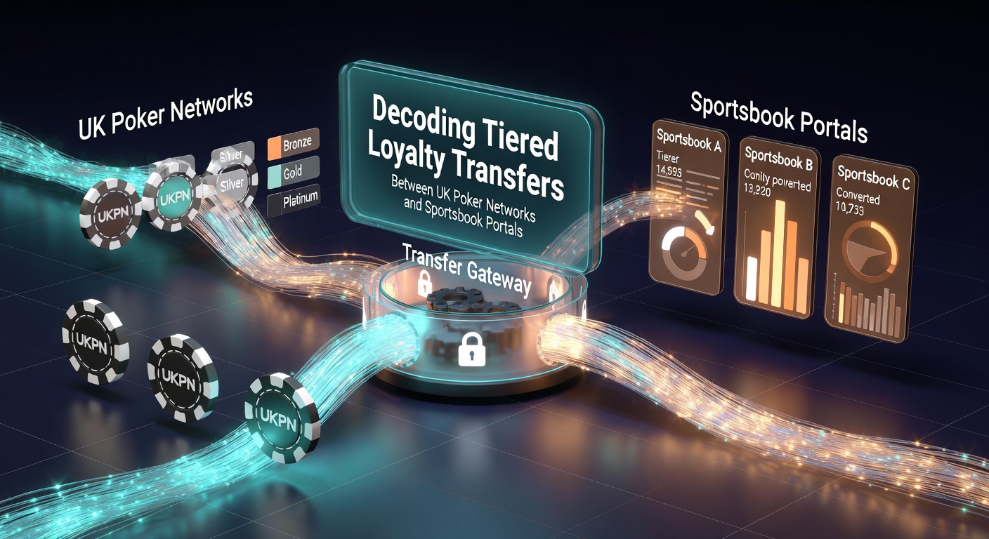 Split screen view of a poker table interface transitioning into a sportsbook odds display with loyalty balance overlay
