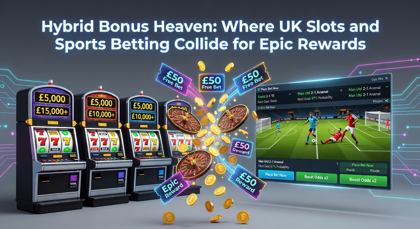 Sleek interface screenshot of a UK betting app displaying a hybrid bonus dashboard, with slot games on one side, live football odds on the other, and a shared progress tracker glowing green at 75% completion