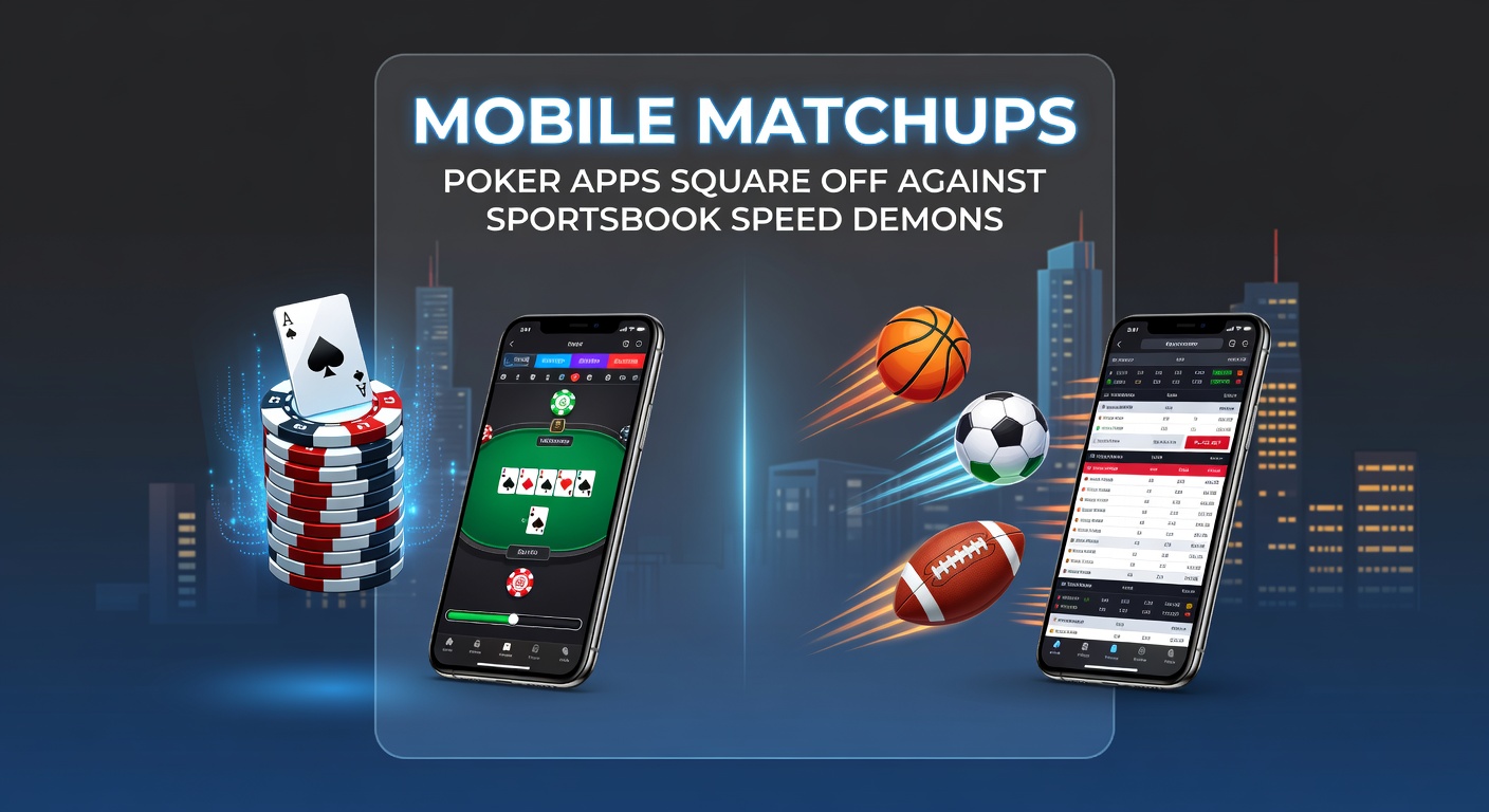 Close-up of a mobile sportsbook app showing live odds updating in real-time during a basketball game, contrasted with a poker tournament lobby