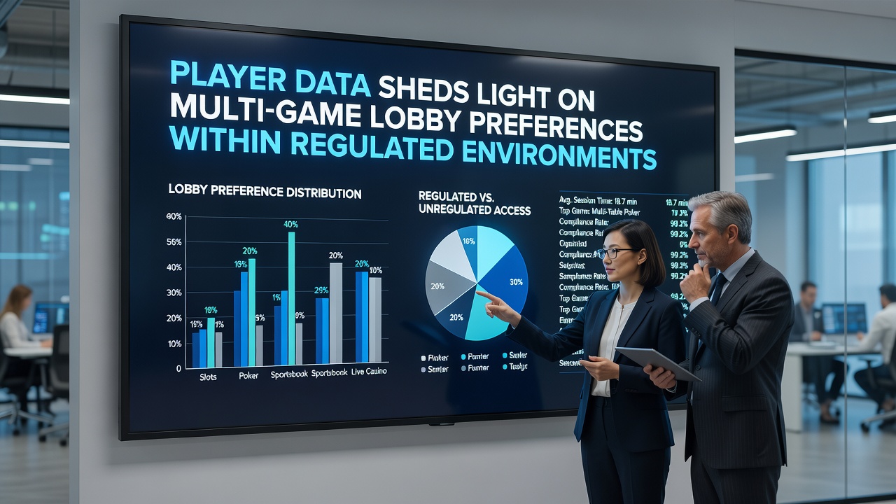 Visualization of player navigation patterns across integrated multi-game lobbies in regulated platforms