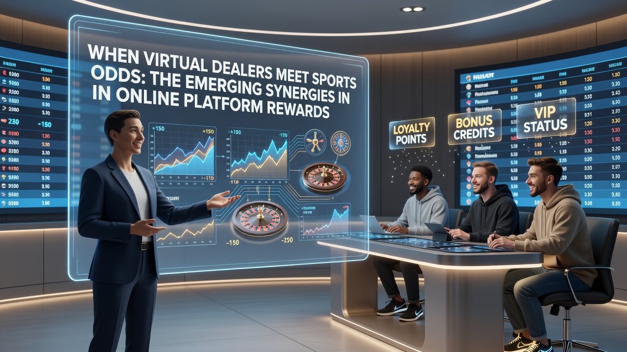 Virtual dealer interface displaying integrated sports odds and reward multipliers on a digital gaming platform